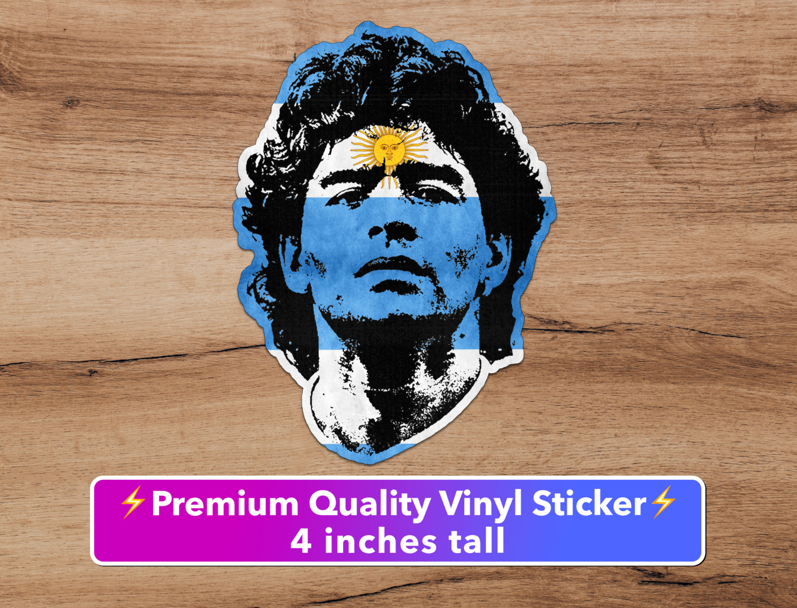 Diego Maradona Face Stencil Premium Sticker 4in Napoli Argentina Futbol