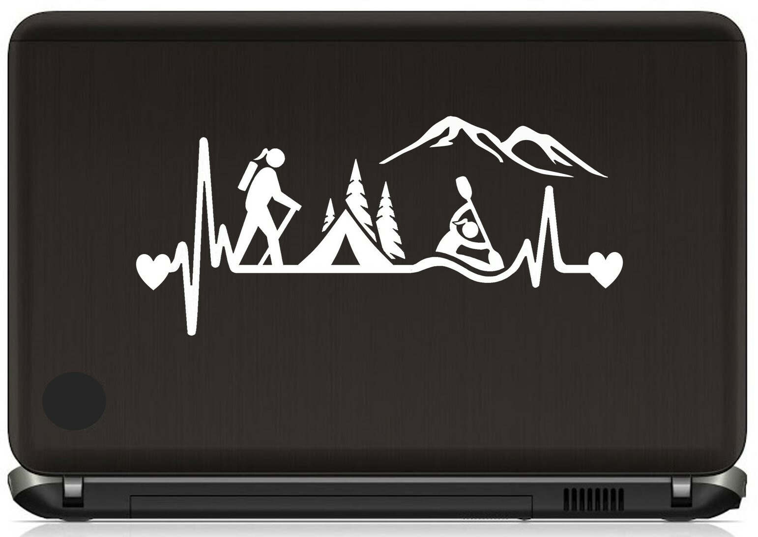 Girl Hiking Camping Tent Kayak Heartbeat Decal Sticker for Car Window #485