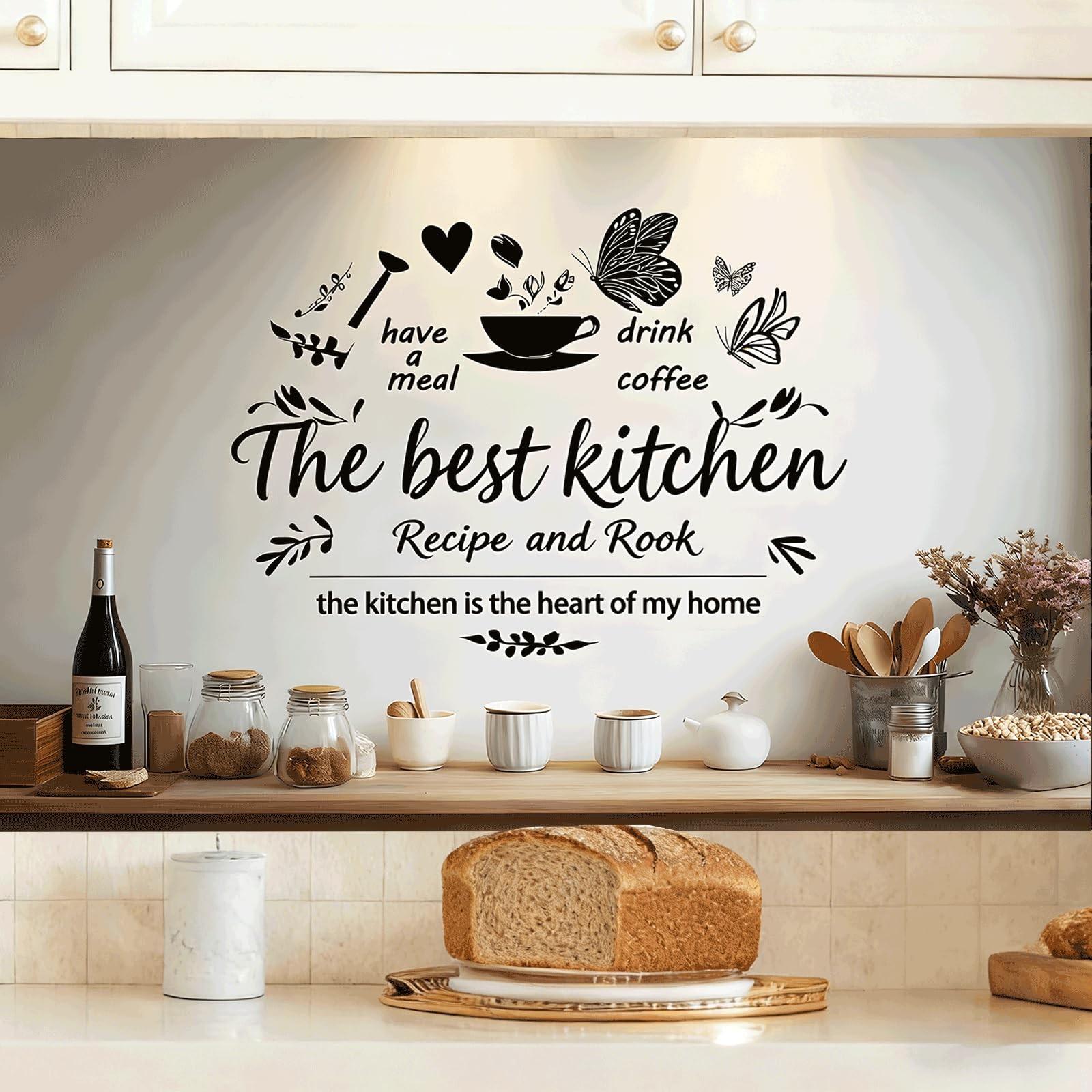Kitchen Stove Backsplash Wall Stickers, Heartwarming Quotes Stain-Resistant P…