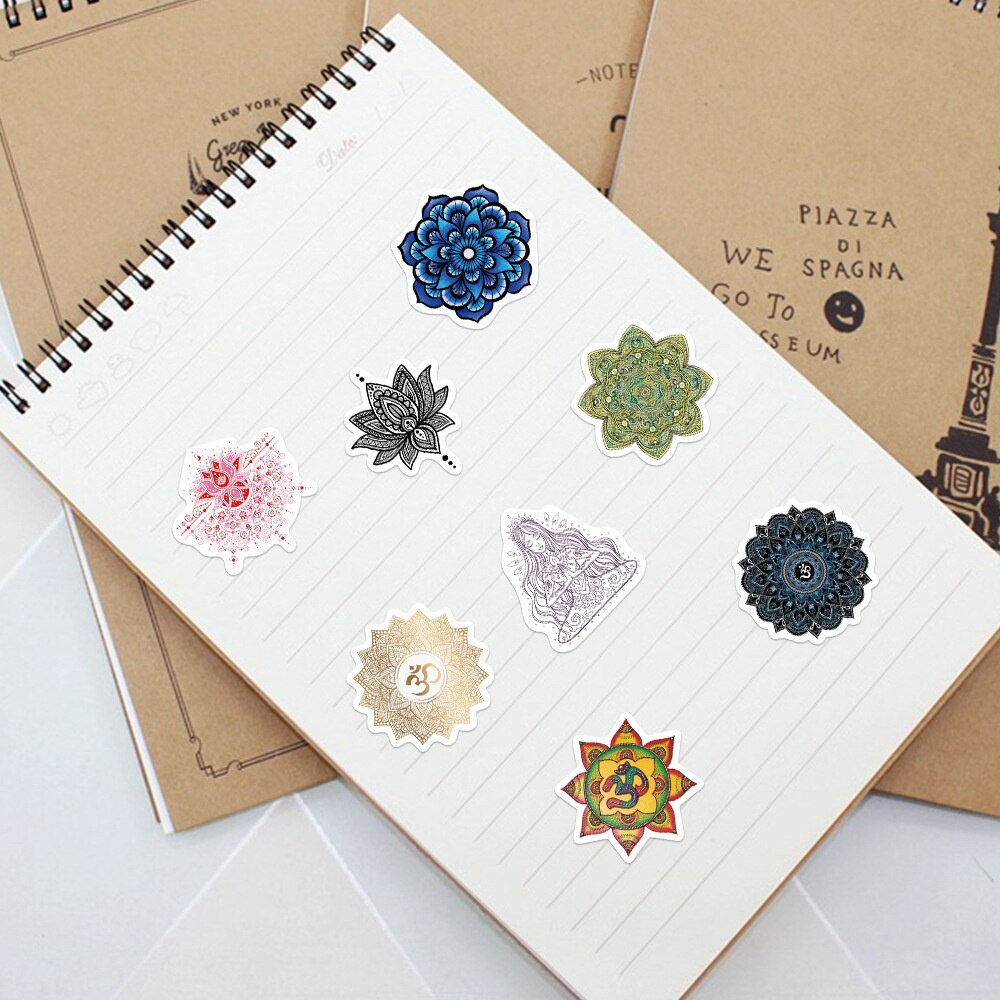 YOGA Stickers [D] Mandala Symbol Flower Pattern ~ Vinyl Waterproof Water Bottle