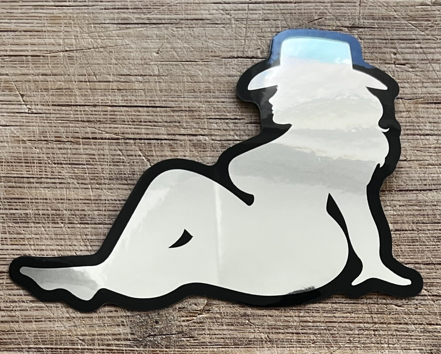 Vintage-inspired 4-inch Sexy Thick Cowgirl Seated Lady Mudflap Vinyl Sticker