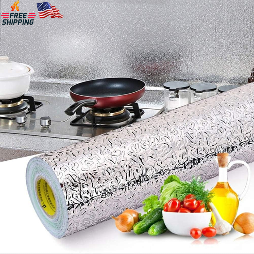 Livelynine Silver Contact Paper for Kitchen Oil Proof Waterproof Sticker Aluminu