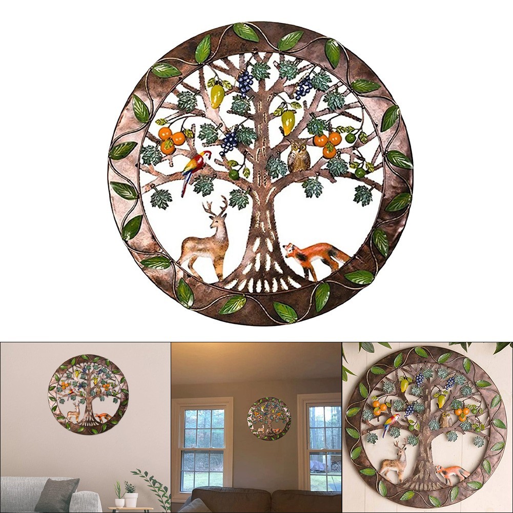 Lively Outdoor Indoor Tree Metal Wall Art Decor Vibrant Hanging Design