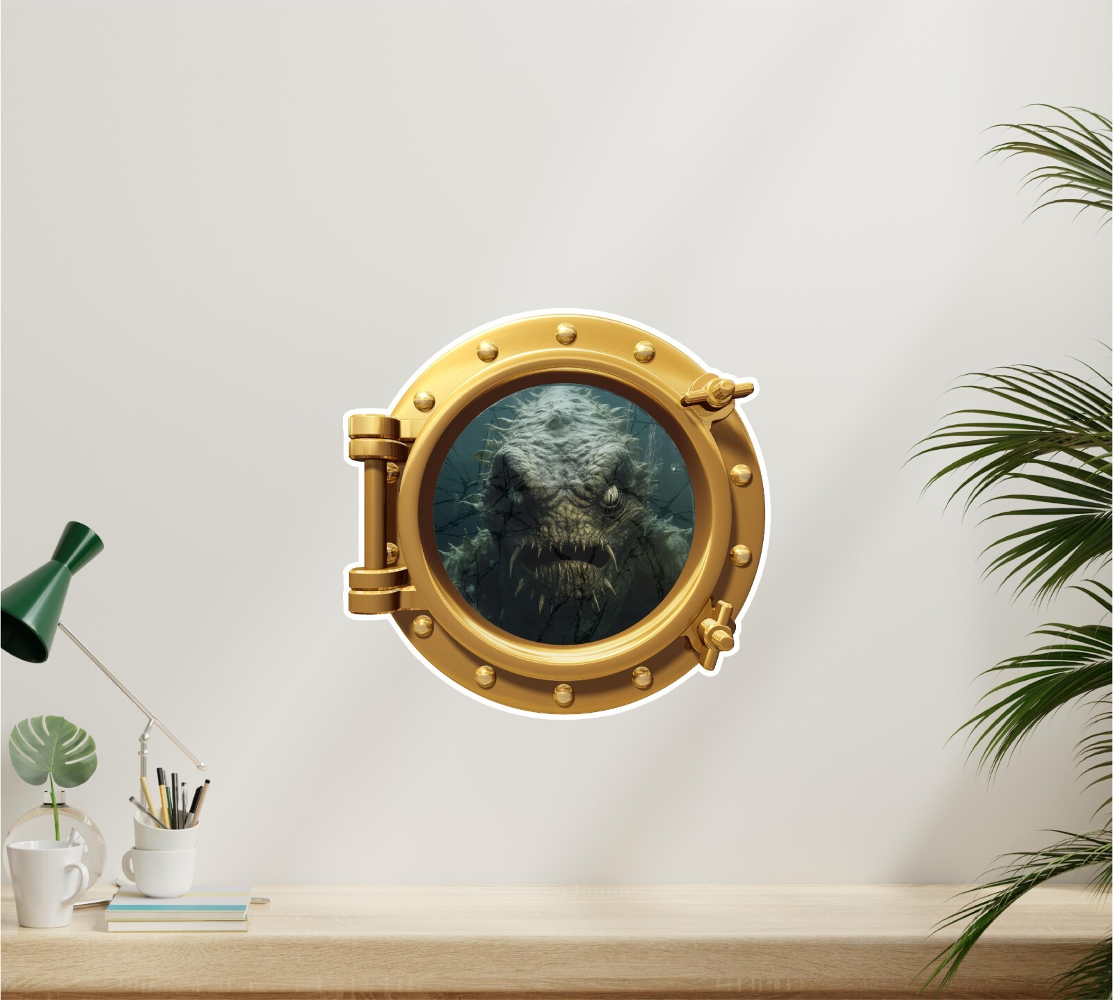 Creature Black Lagoon Scary Porthole Wall Sticker Realistic Halloween 16″x16″