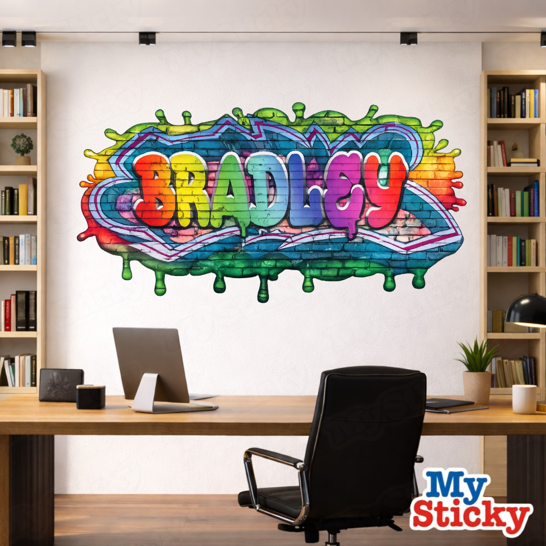 Rainbow Custom Name Drip Graffiti Wall Decor Vinyl Sticker Personalized Decal