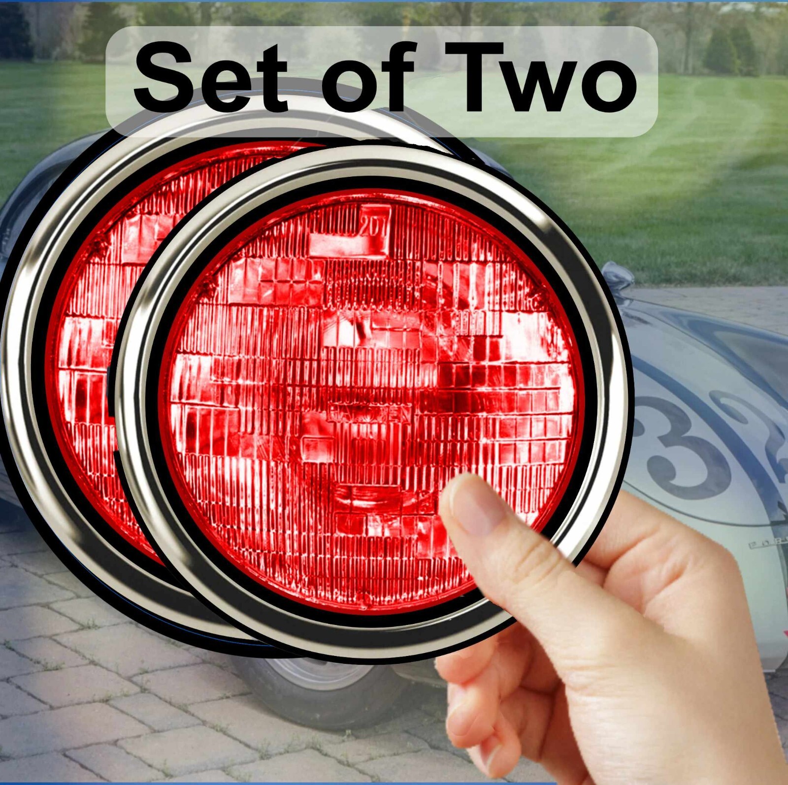 Faux Red Taillight Stickers Chrome Rim Stock Derby Race & Toy Cars (2x)