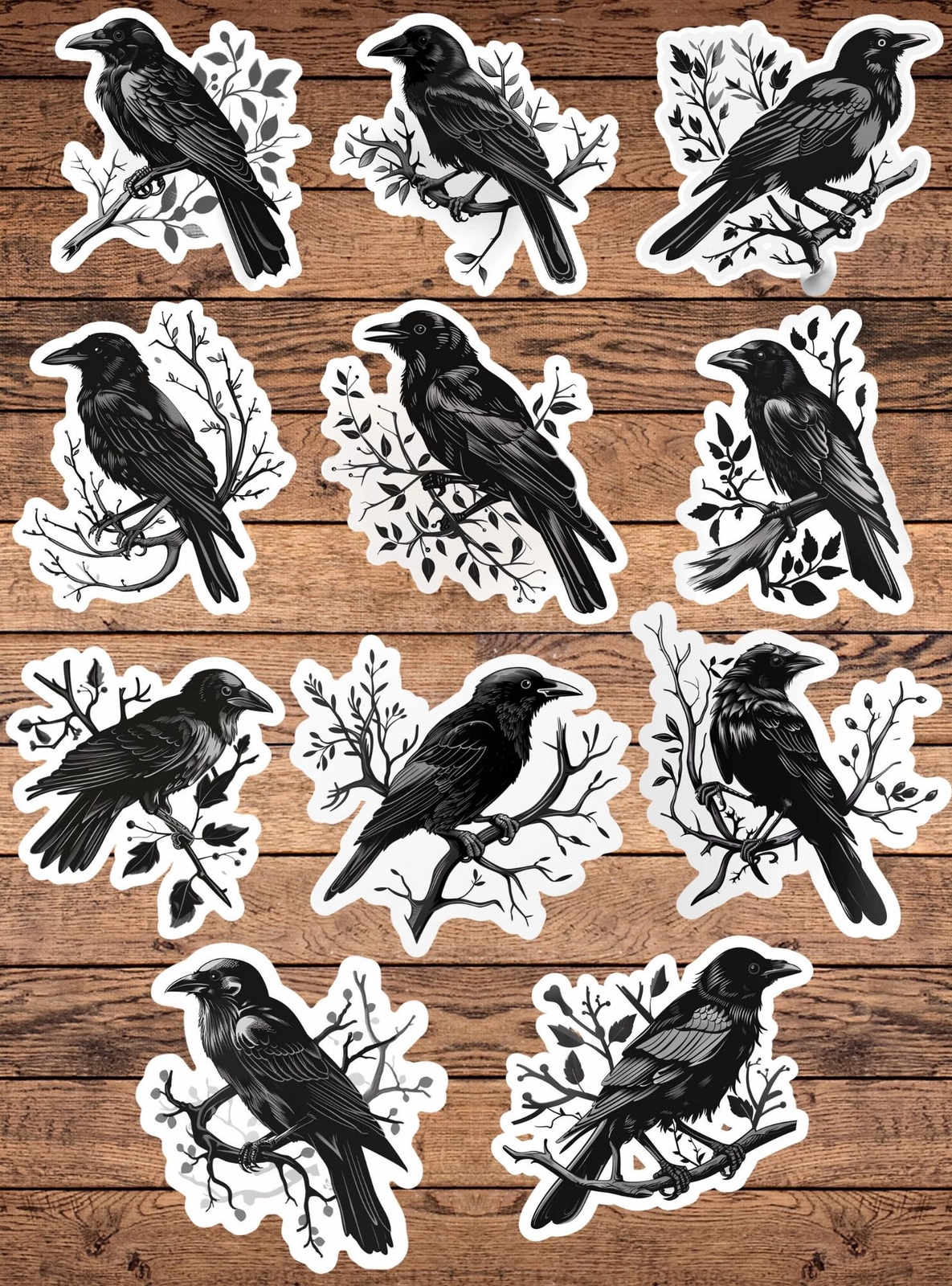 BLACK CROW Die Cut Sticker Set Laptop Sticker Water Bottle Sticker
