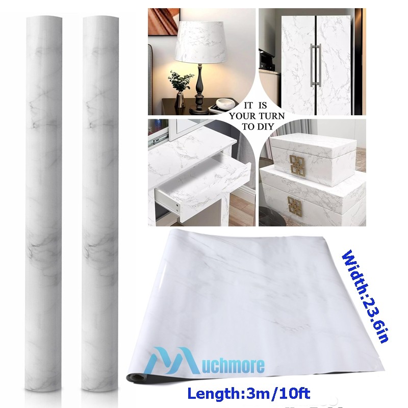 2x 10ft Roll PVC Marble Wallpaper Self Adhesive Peel Stick Kitchen Countertop
