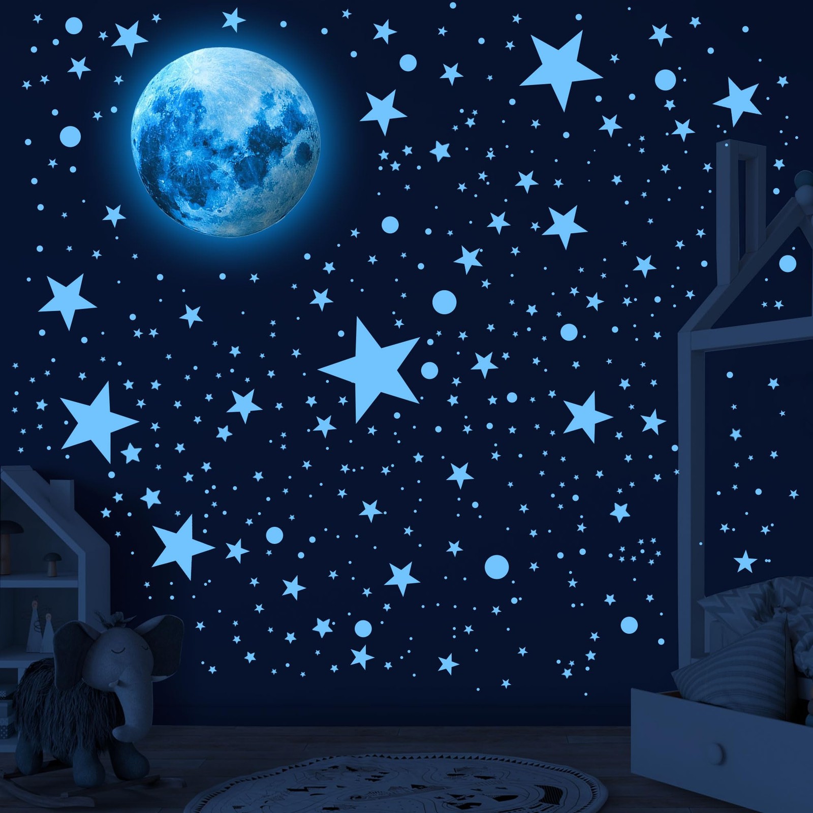 492 Glow in The Dark Stars Moon Space Galaxy Universe Planet Wall Decals – B…