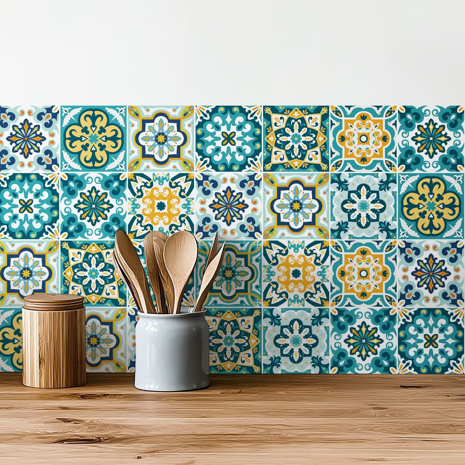 30Pcs Bohemian -Adhesive Wall Sticker, Floral Pattern, Peel and Paste, Waterp…