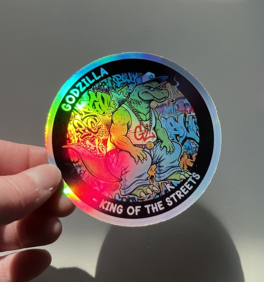 Godzilla King Of The Streets 3 Inch Waterproof Vinyl Holographic Sticker