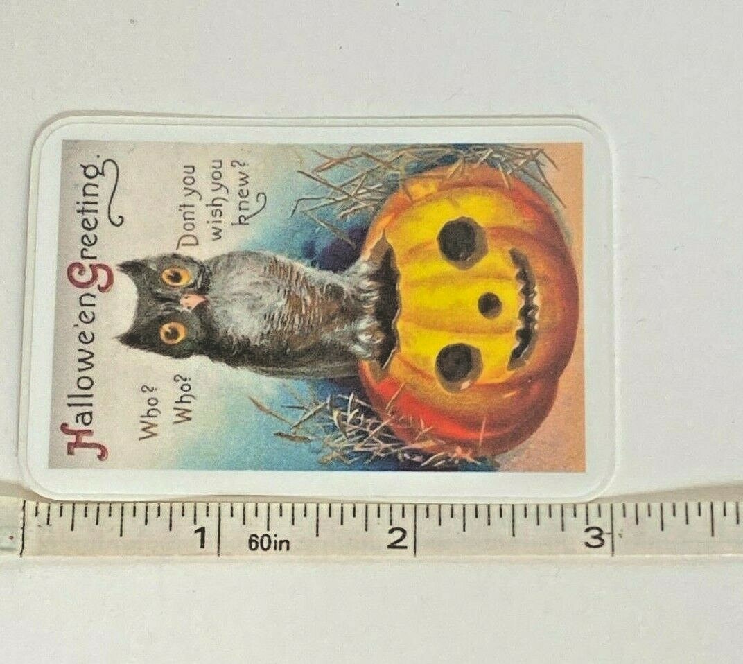 HALLOWEEN GREETINGS Cat Pumpkin Vinyl Sticker 3″ Notebook Mug Fade Resistant