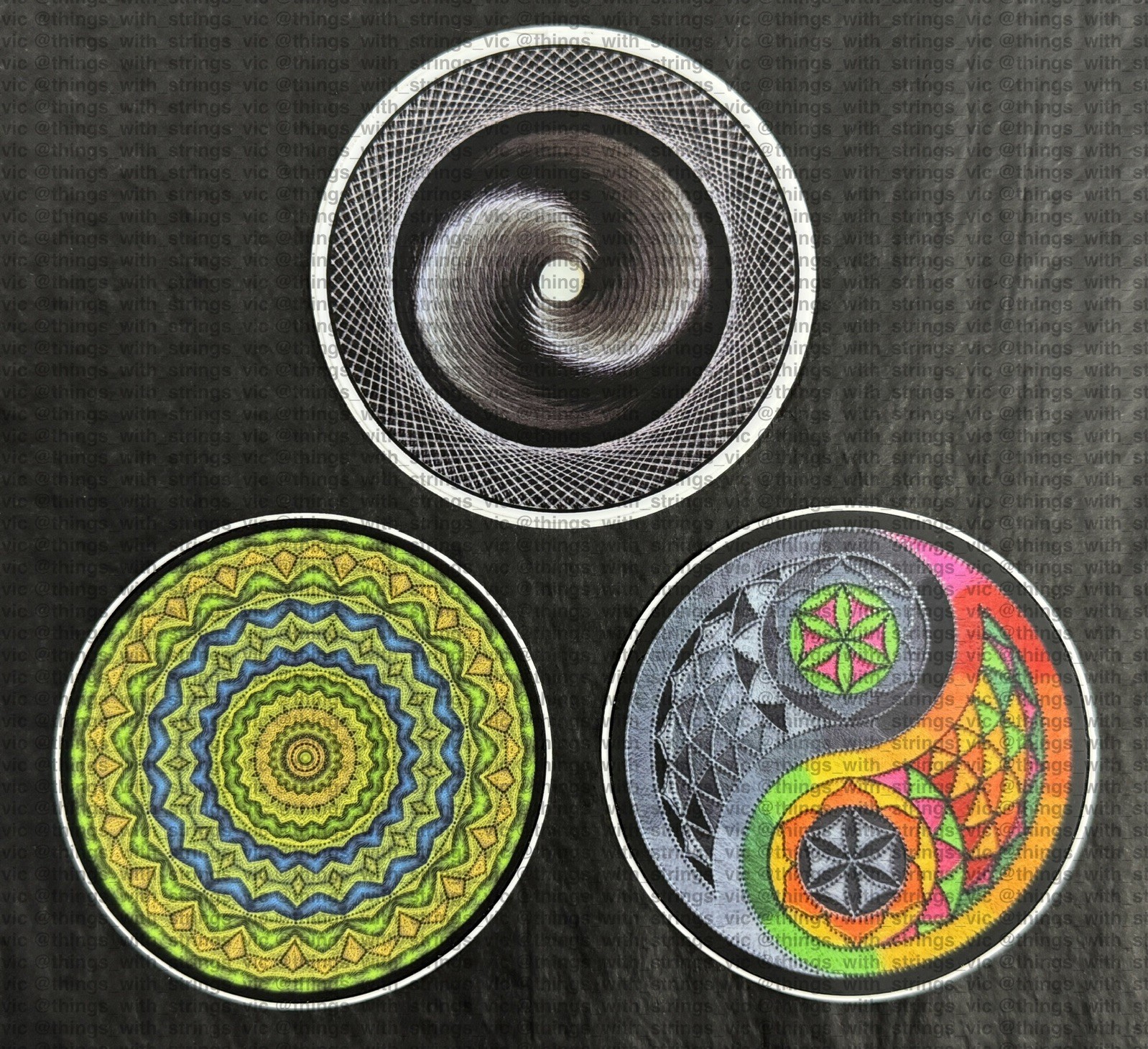 Psychedelic Sacred Geometry Art Vinyl Stickers x 3 – Art By Things With Strings