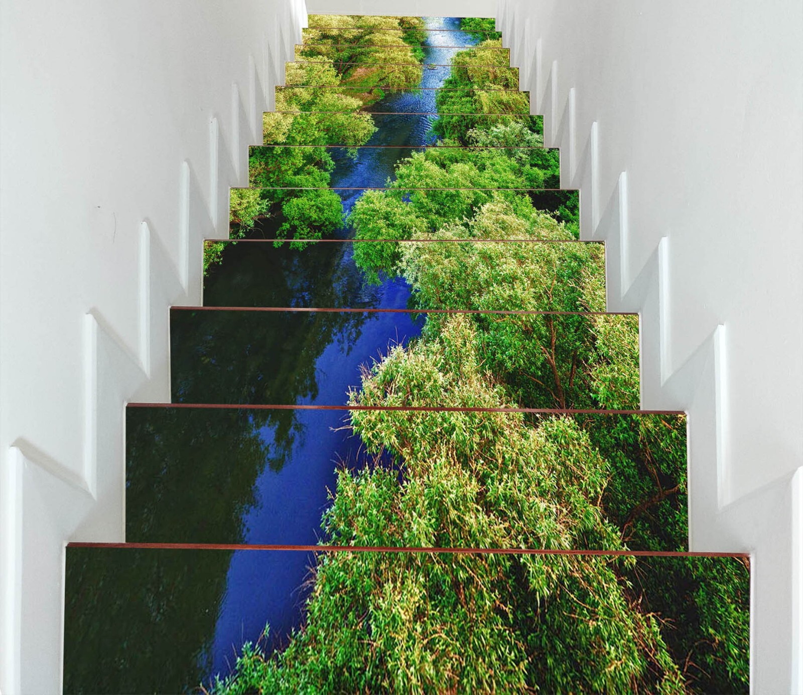 3D Deep Blue River W10 Stairs Risers Decoration Photo Mural Vinyl Wallpaper Vera