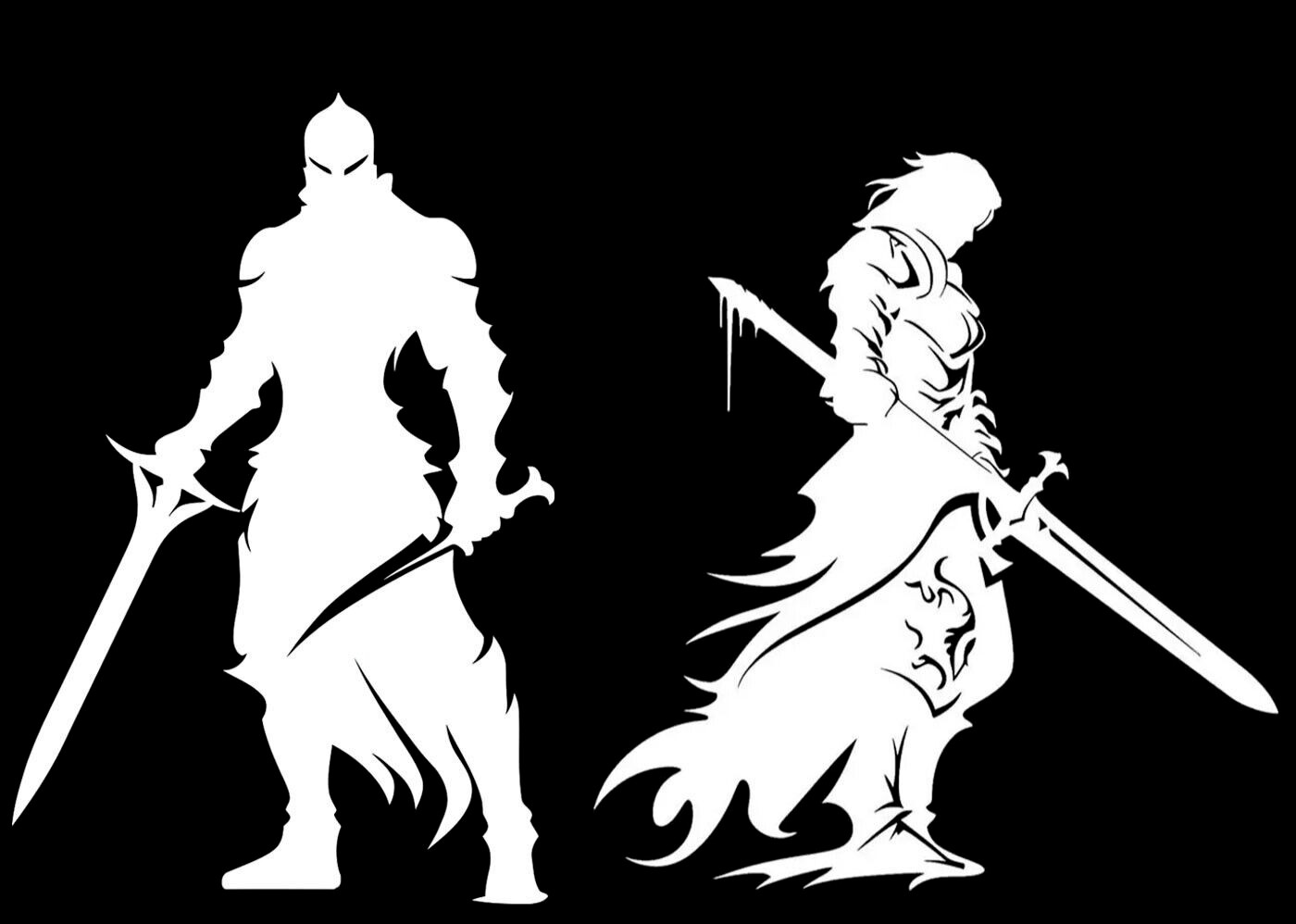 Gallant Warrior Knight Two Pack 5″ White Vinyl Decal Car Truck Mirror Tablet