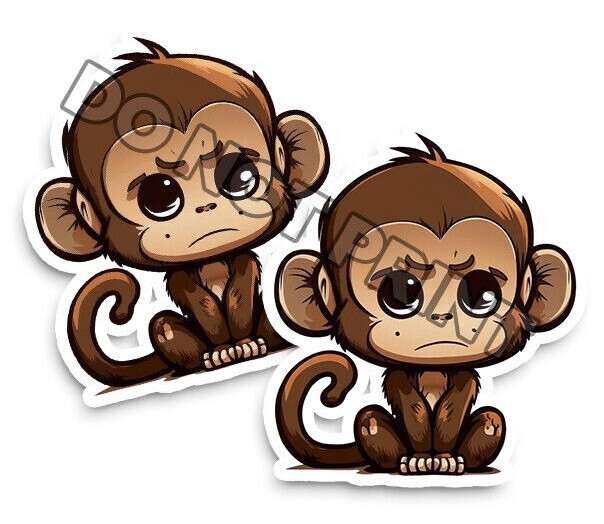 Angry Baby Monkey Stickers Cute Adhesive Stickers Die Cut Decals M33032 Set of 2