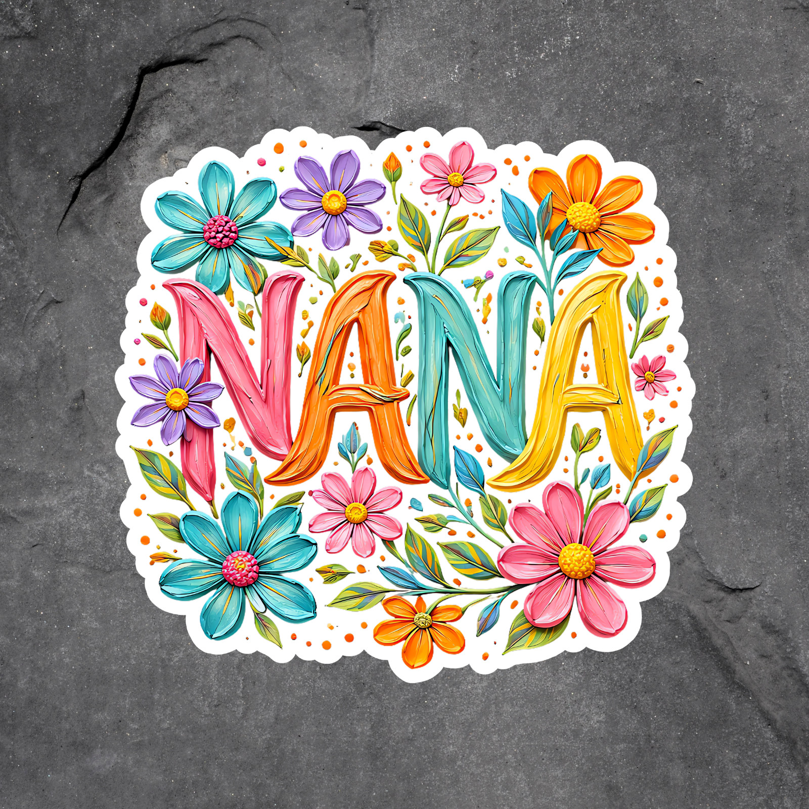 Nana Sticker Vinyl Decal Floral Colorful Grandma Gift Cute Flowers