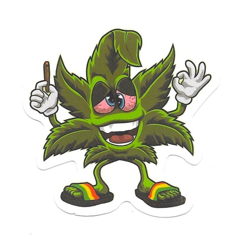 Stoner Leaf Vinyl Sticker Cannabis Cartoon Character 420 Weed Laptop Decal Gift