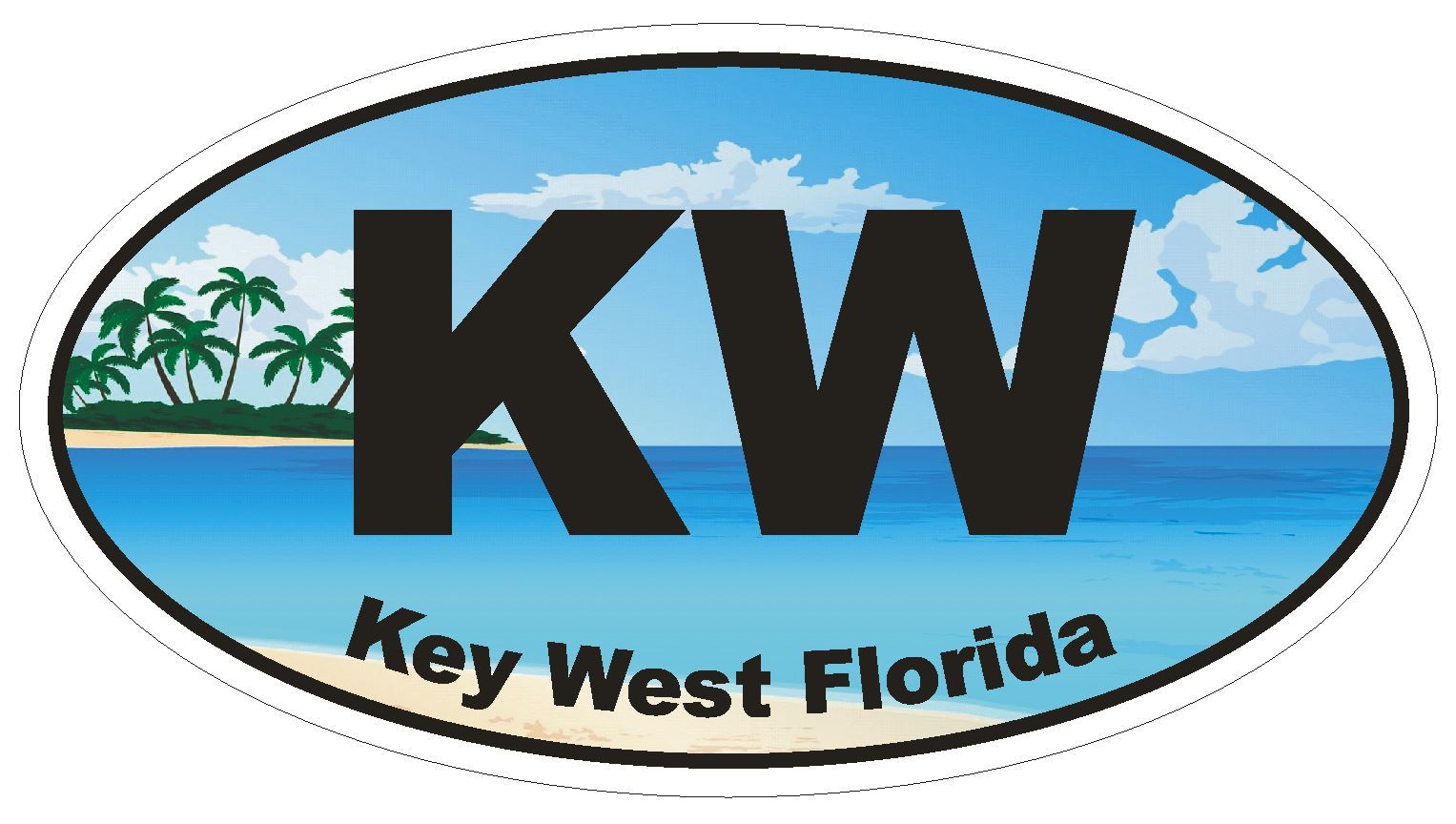 Key West Florida Oval Bumper Sticker or Helmet Sticker D1129
