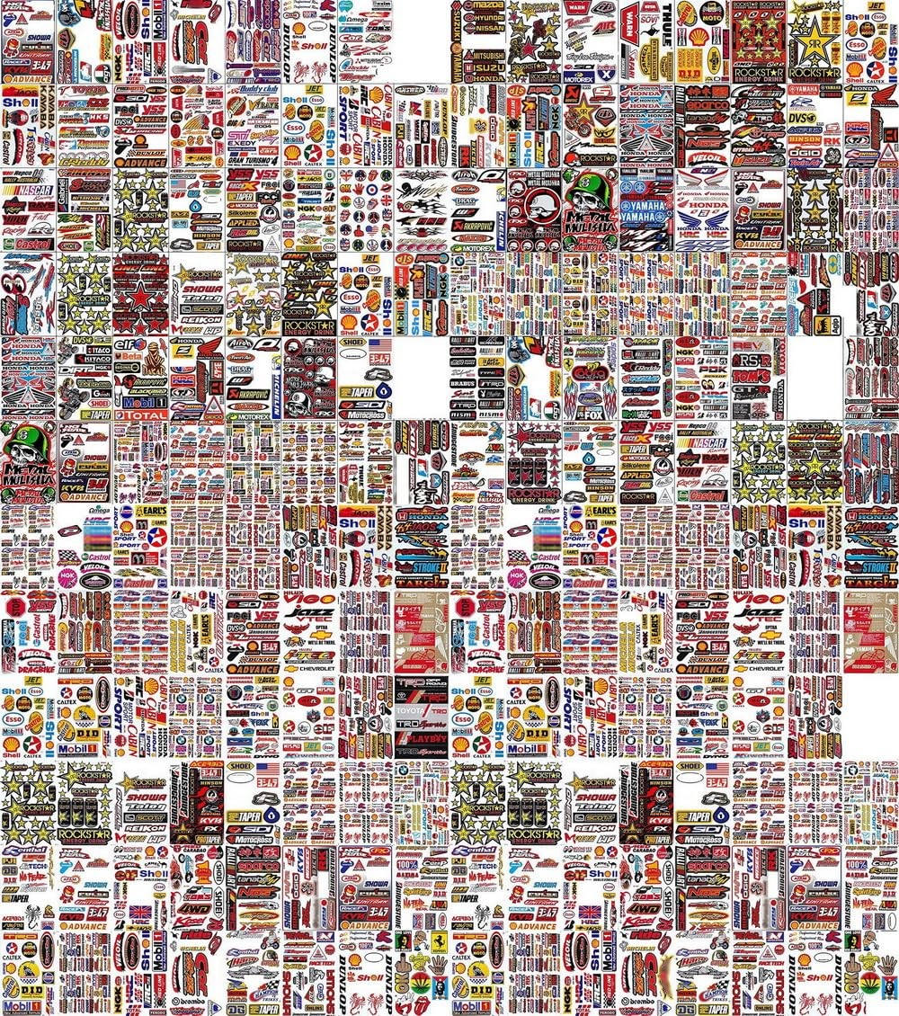 Pack of Random 8 Sheets Car Racing Stickers Motocross Dirt Bike Stickers Deca…