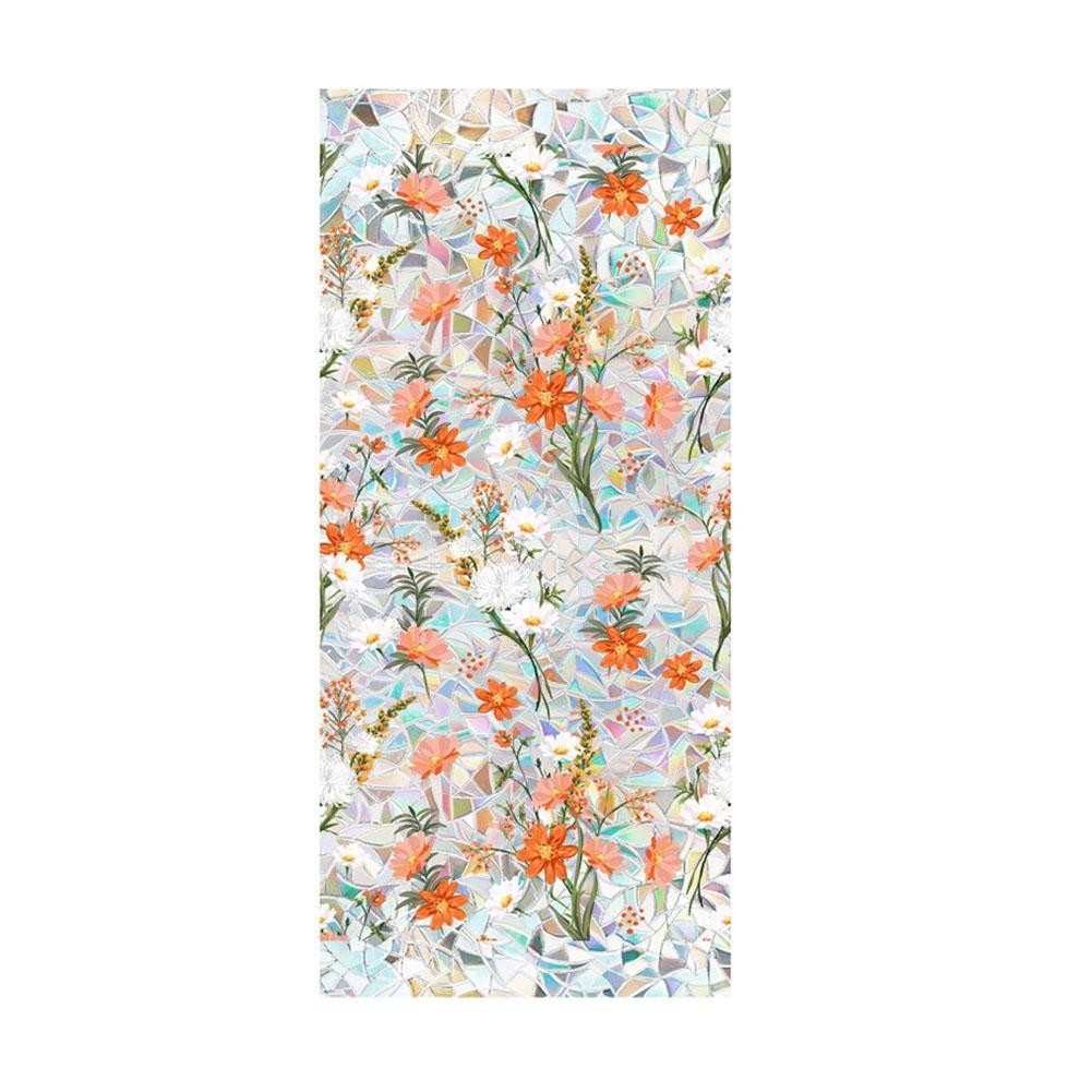 Floral Design Film PVC Window Decoration Easy Installation Exceptional Privacy
