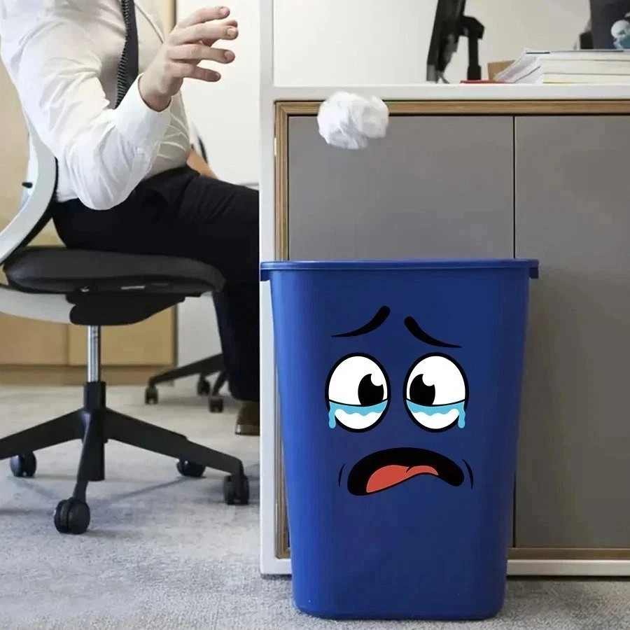 4Sheets Cartoon Face Stickers Self Adhesive Removable Funny Wall Trash Can Decor