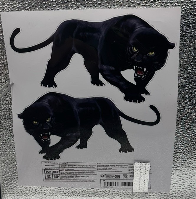2 PACK BLACK PANTHER LEOPARD 7.5” INCH VINYL DECAL STICKER SET LOT 2PCS LARGE