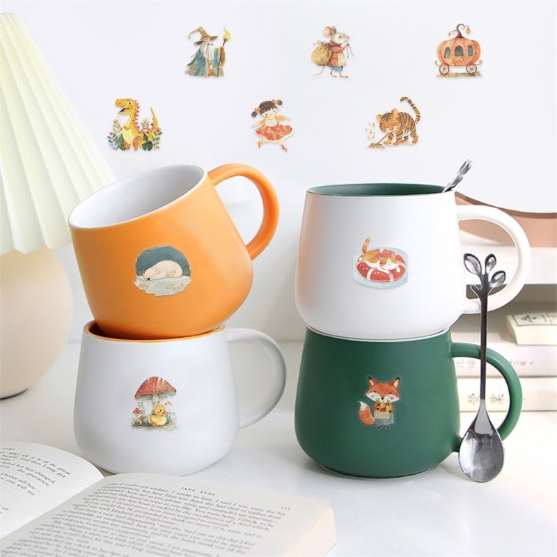 50 Sheets Luggage Sticker Fairies Tale Watercolor Sticker for Laptop Skateboard