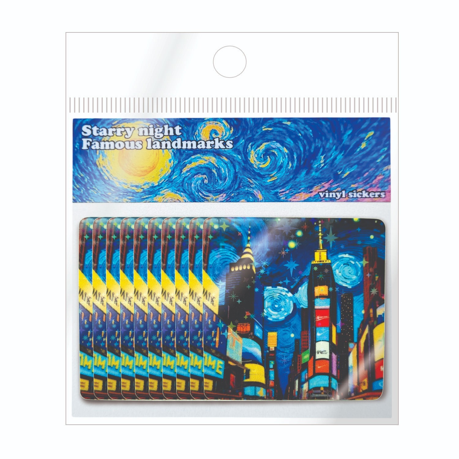 Starry Night at the Time Square New York USA ART Vinyl Stickers !! Van Gogh