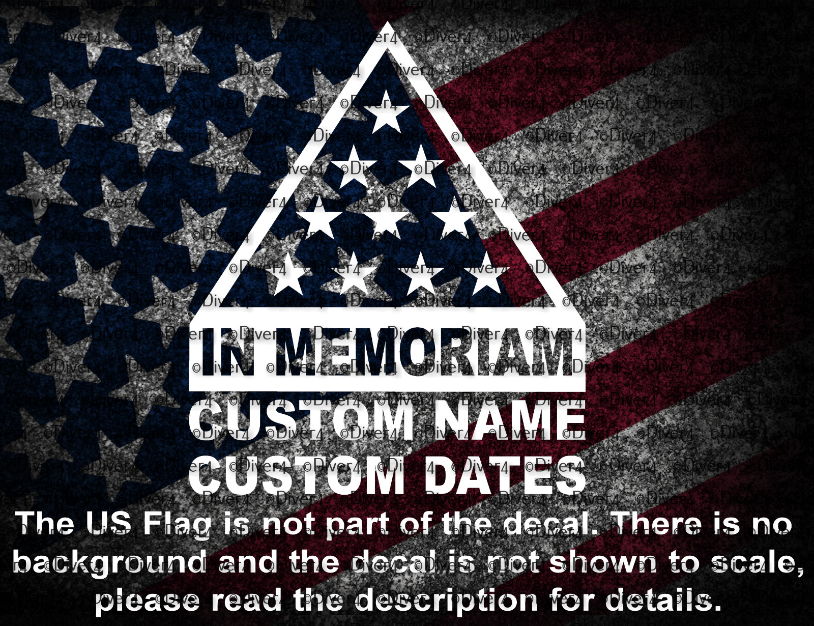 Custom Folded Flag In Memoriam Memorial Decal USA Made US Seller