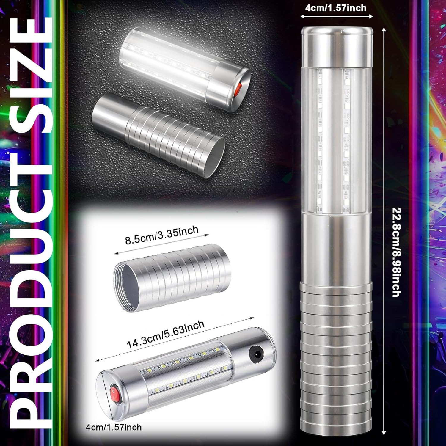 6 PCS LED Strobe Baton Lights Bottle Service Rechargeable Light, Reusable Handhe