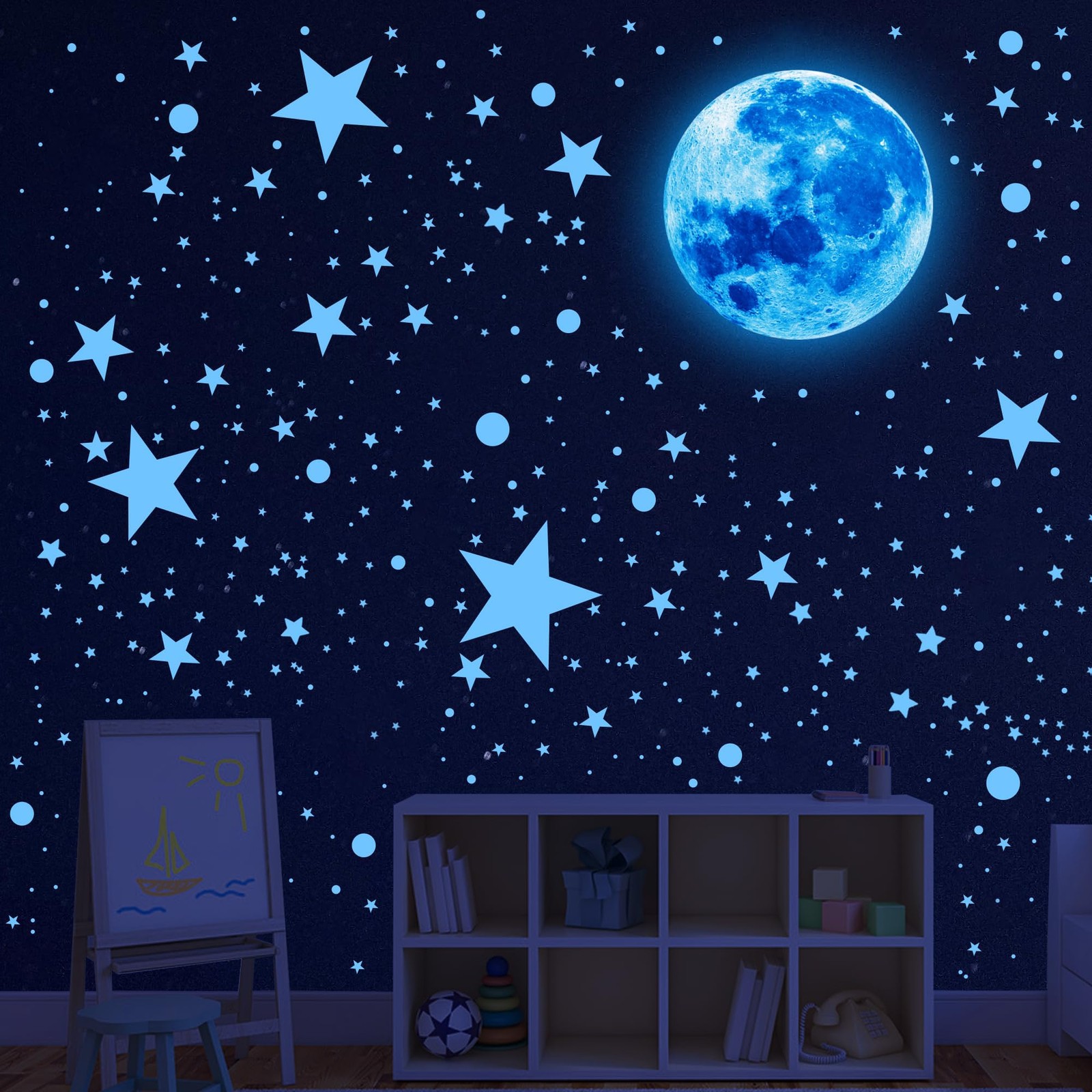 492Pcs Glow in The Dark Stars for Ceiling Glow in The Dark Moon and Space Wal…