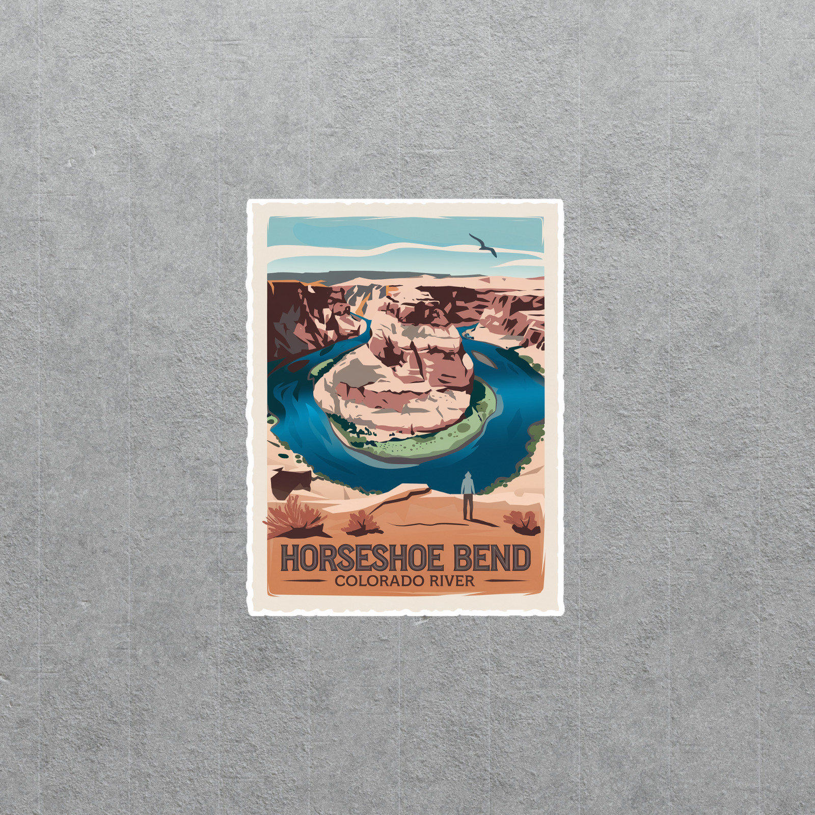 Vintage Horseshoe Bend Colorado River Sticker – Retro National Park Decal #3361