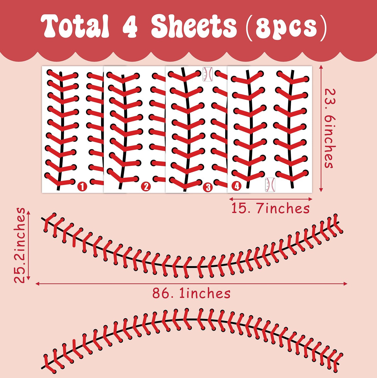 Giant Baseball Wall Decals 86 Inches Extra Large Stitches 1