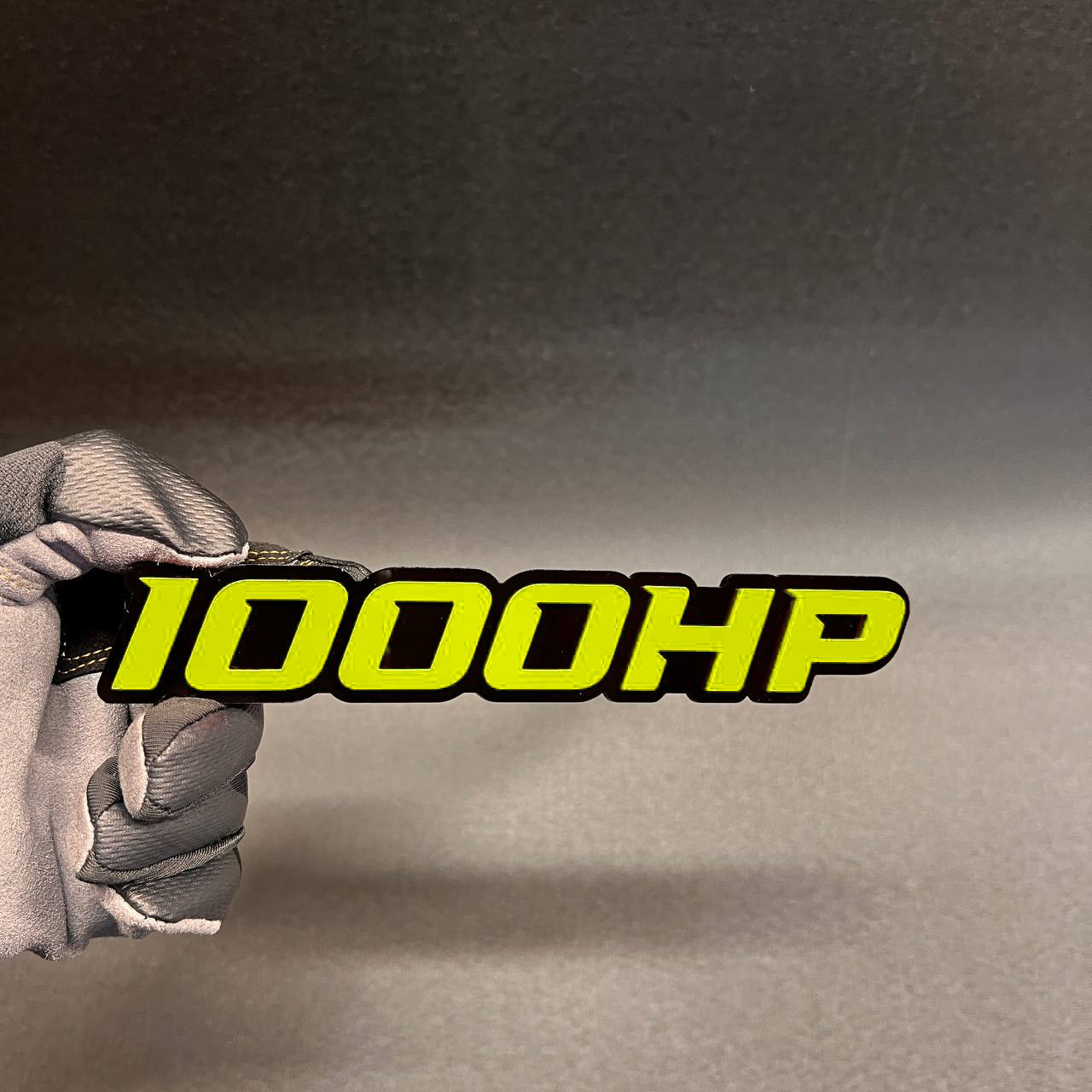 1X 1000 HP Custom Car Emblem Multicolor Acrylic Car Badge Decal BLACK – YELLOW
