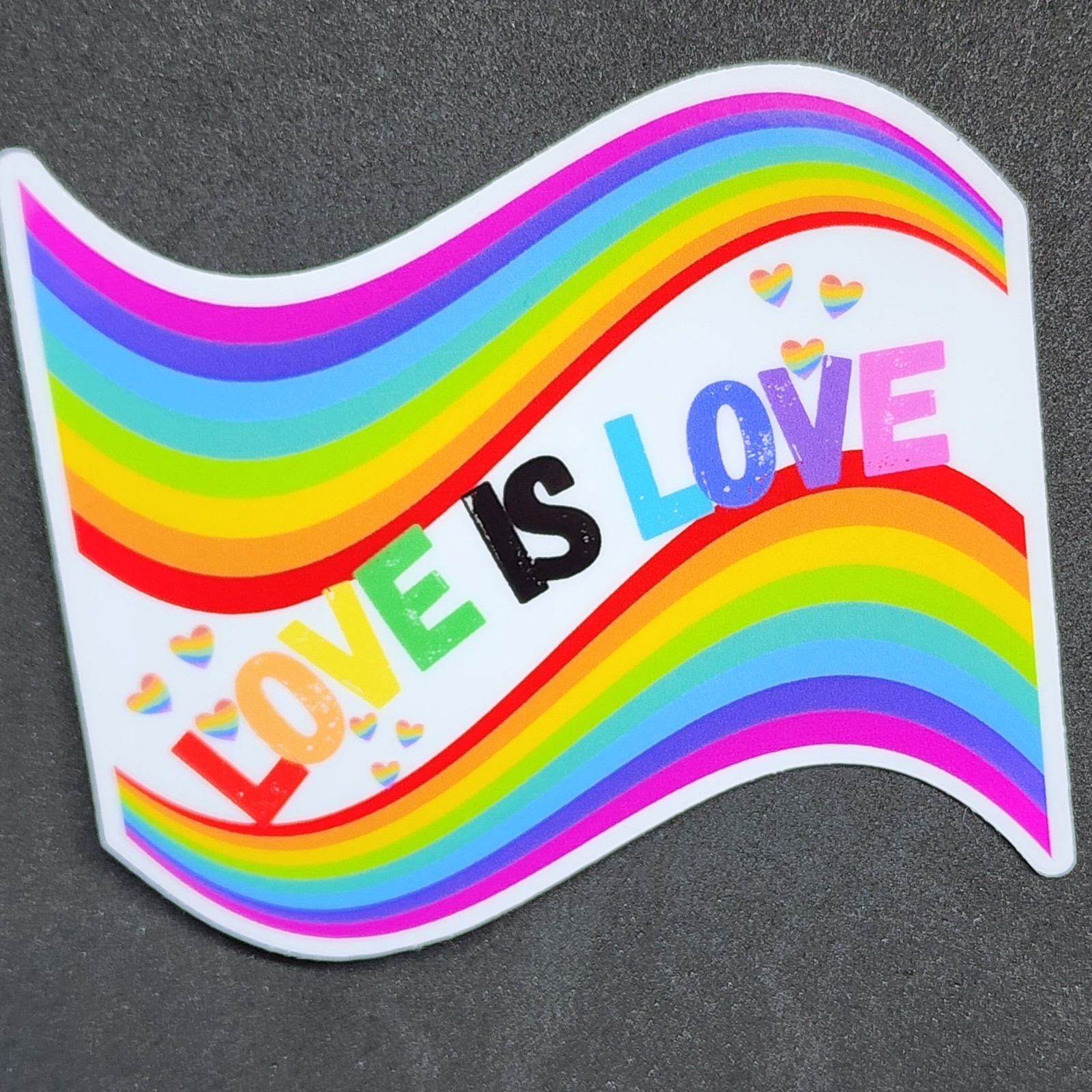 TWO Love is LOVE Stickers – Rainbow Rainbows Flag Flags Heart Hearts PRIDE LGBTQ