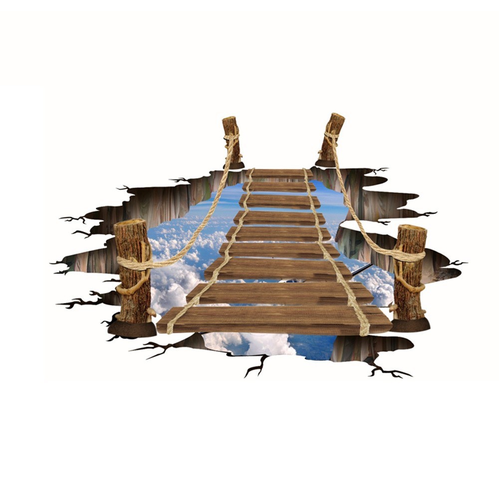 3D Floor/Wall Stickers Removable Bridge Mural Decals Vinyl Art Home Room Decor