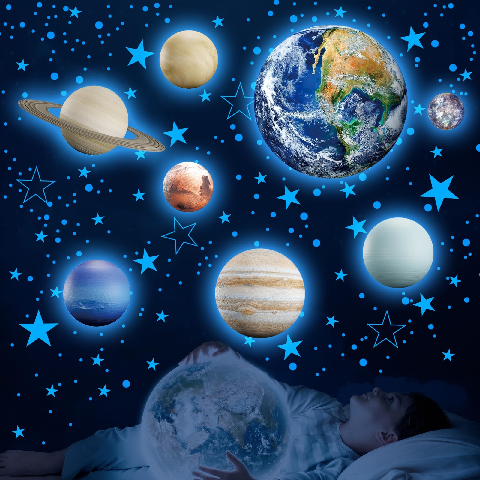 Glow in the Dark Solar System Wall Decals Stars Planets Ceiling Stickers