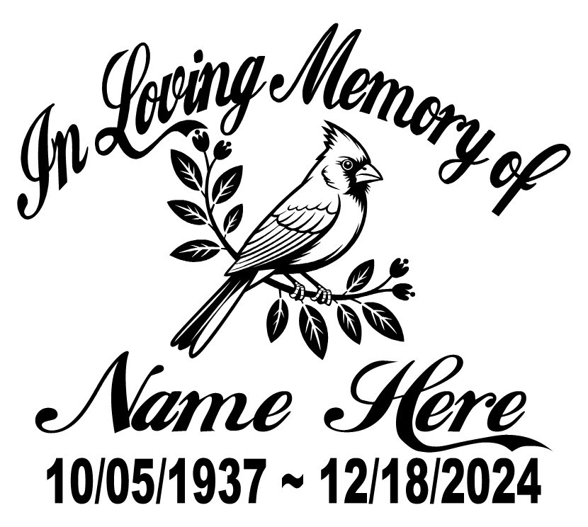 In Loving Memory Cardinal Bird Branch Angel Decal Personalize Car Vinyl Sticker