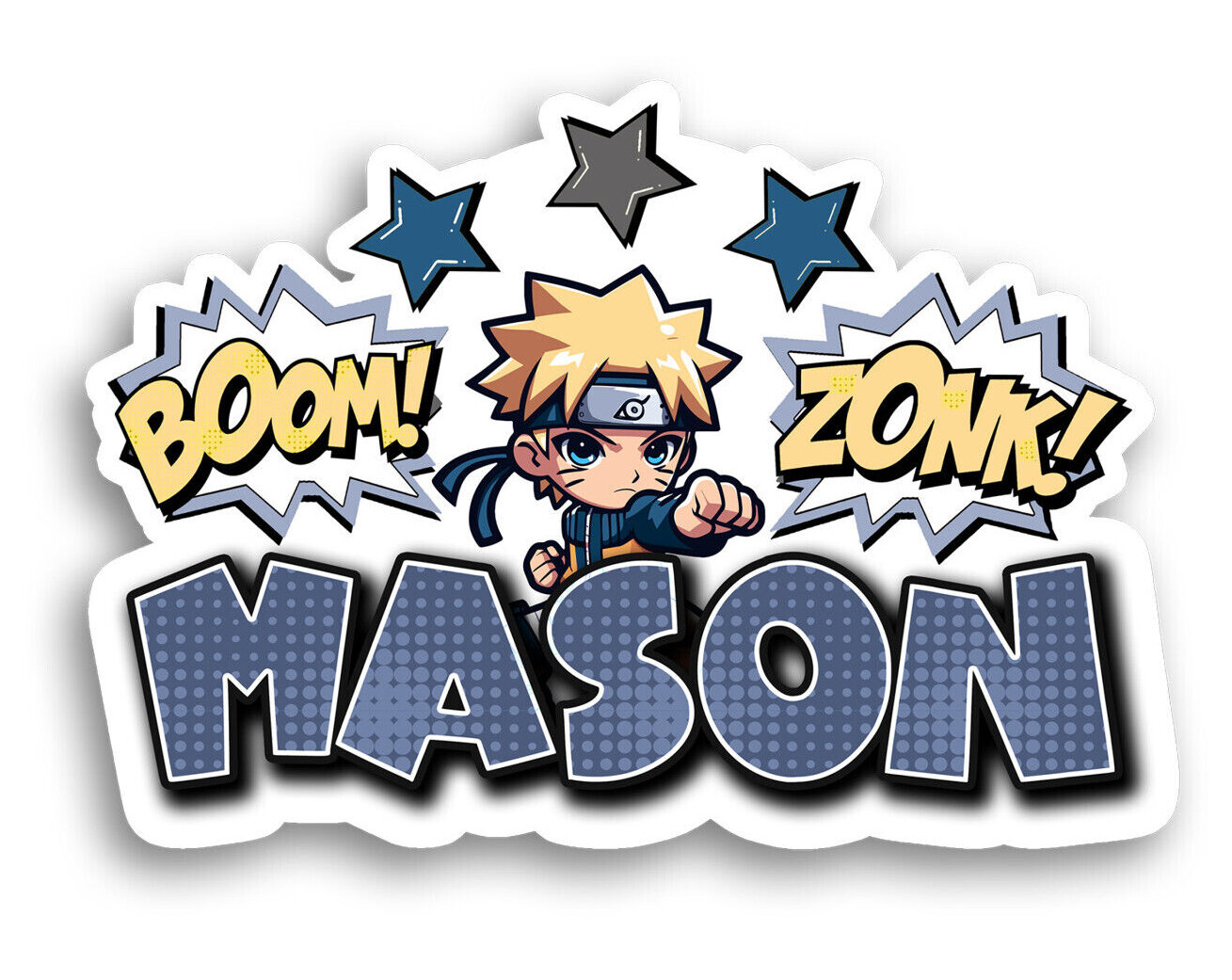 Custom Vinyl Name Sticker Anime Inspired Ninja Design Personalized Decal