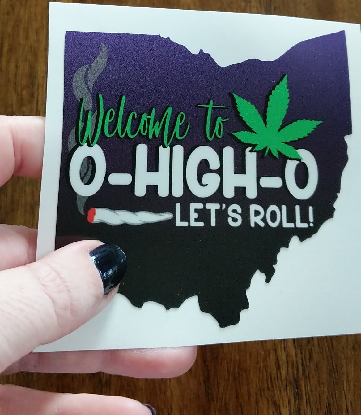 3.75″ OHIGHO Decal Sticker OHIO O-HIGH-O Weed Pot Leaf 420 Legal State Cannabis