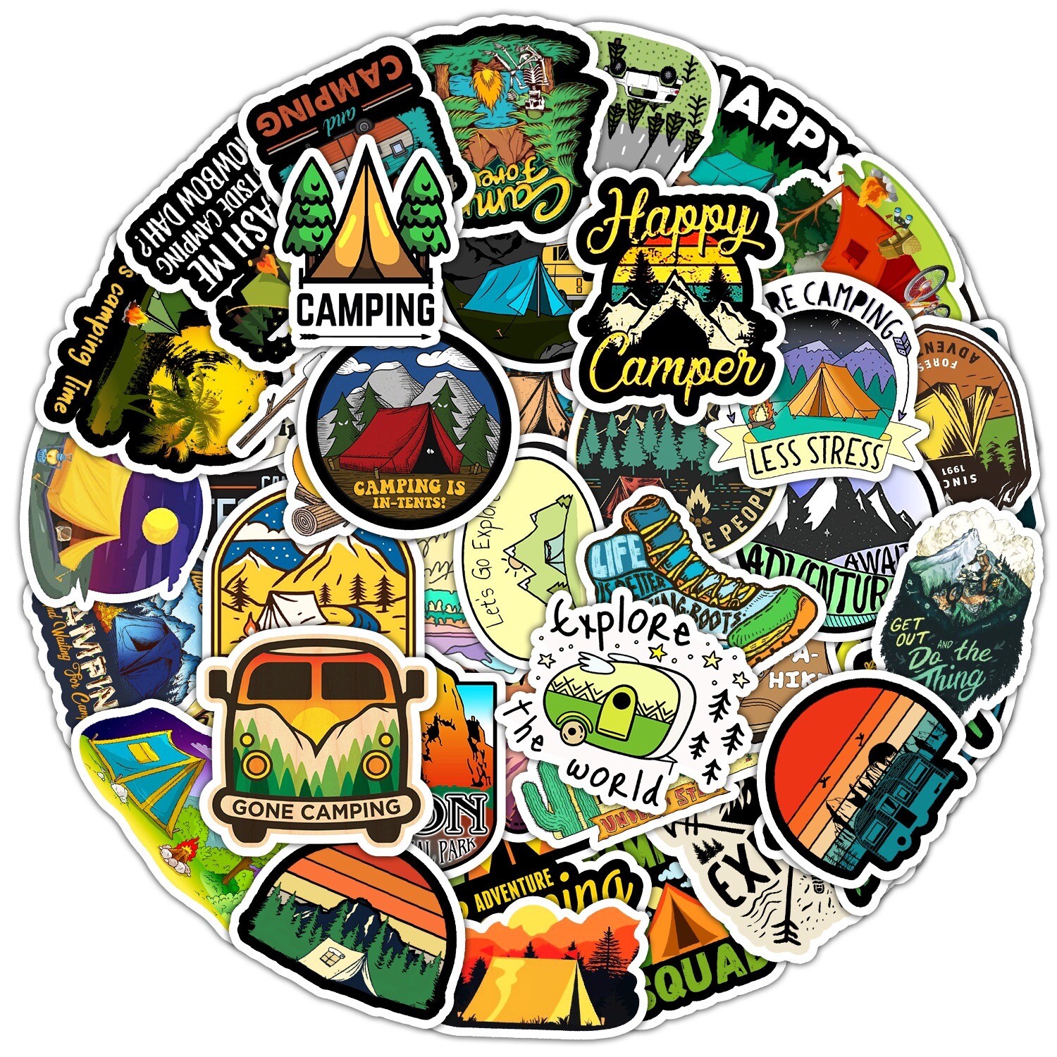 10 Random Outdoors Camping Stickers Nature Decals Laptop Hydro Car Free Shipping