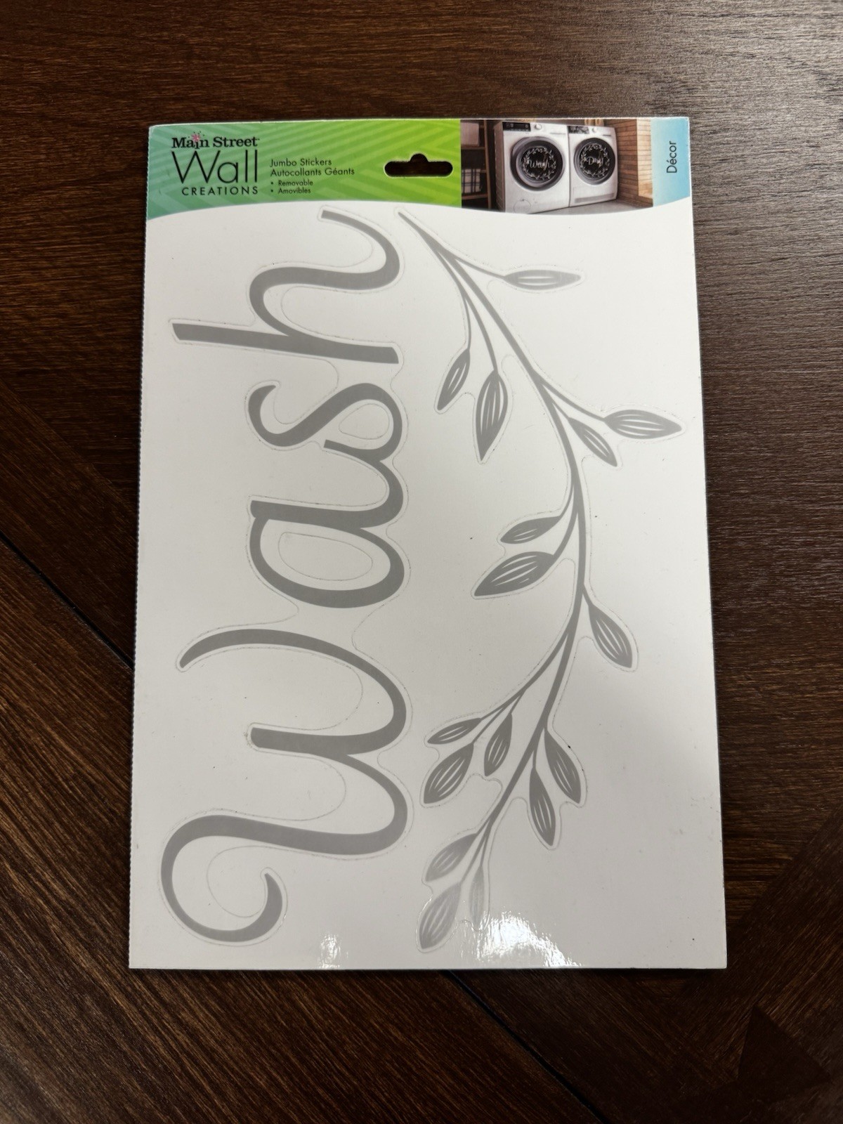 Main Street Wall Creations Wash Laundry Room Gray Vinyl Wall Sticker