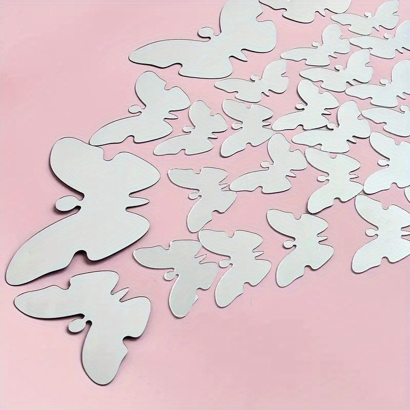60Pcs Mirror Butterfly Wall Decor Set Self Adhesive Removable Home Art Decals