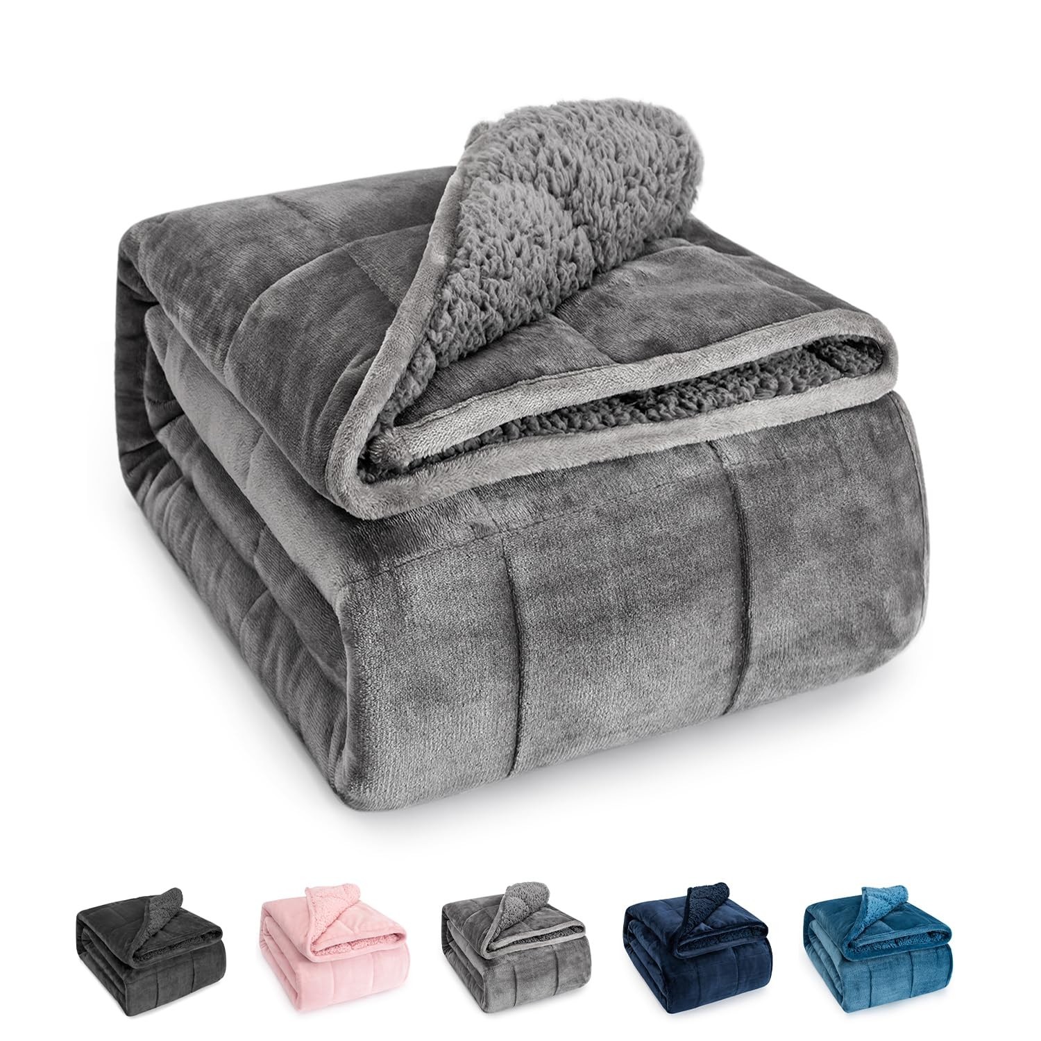Sivio Weighted Blanket for Adult, 15 lbs Sherpa Heavy Blanket with Soft Flann…