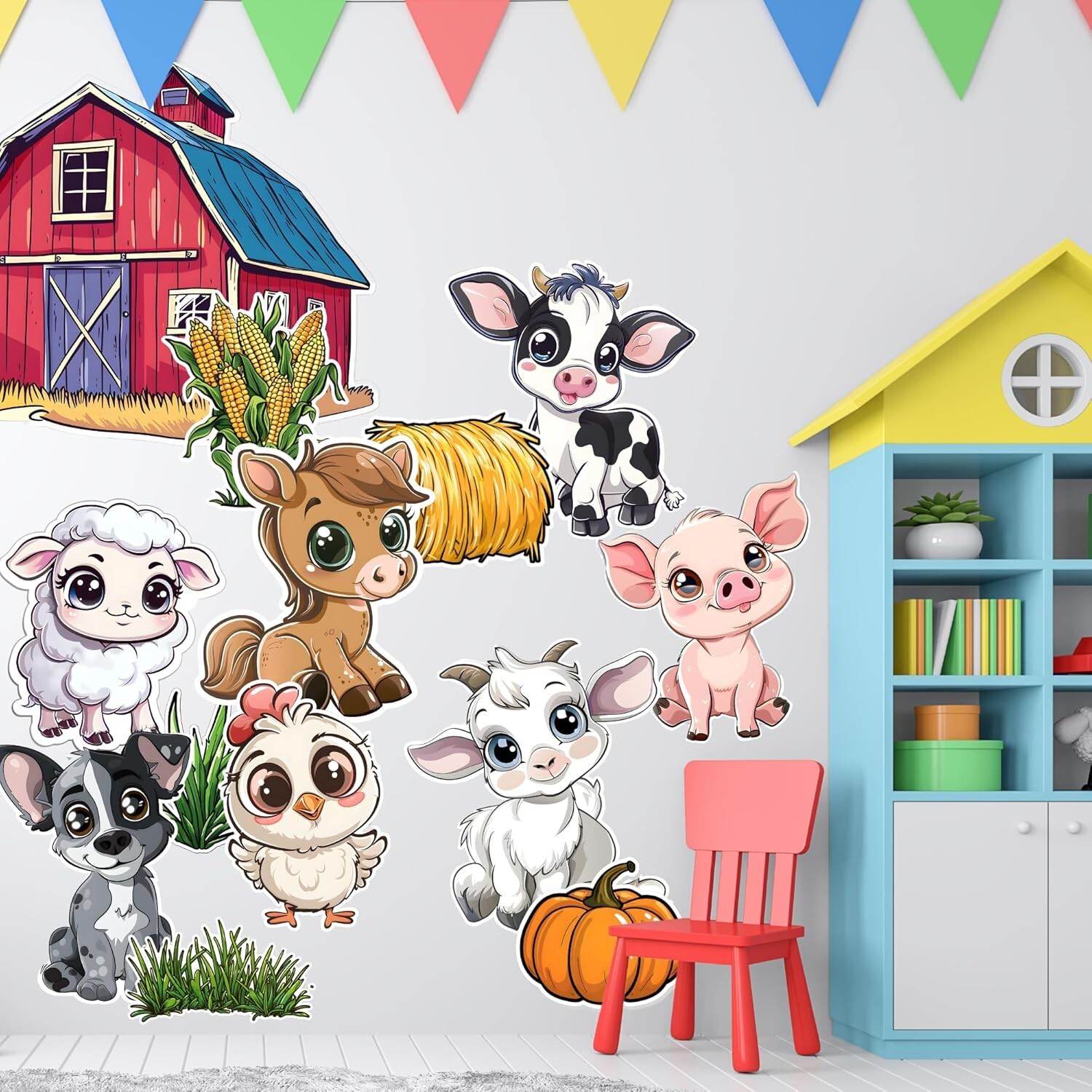 Baby Animal Wall Stickers, Farm Animals, Nursery Wall Decals, Classroom, Kids