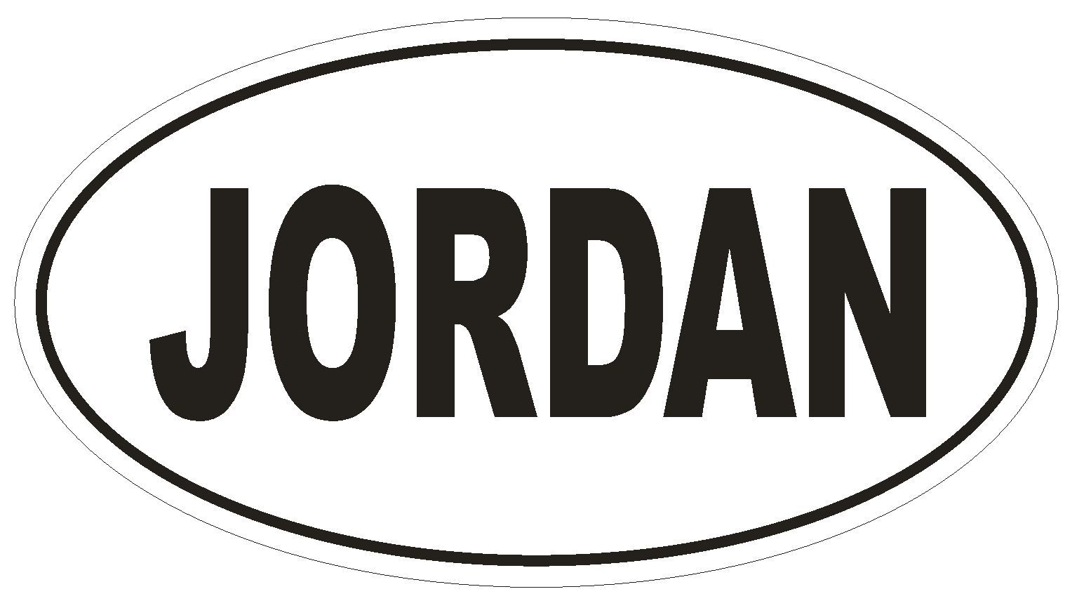 Jordan Oval Bumper Sticker or Helmet Sticker D2173 Euro Oval Country Code
