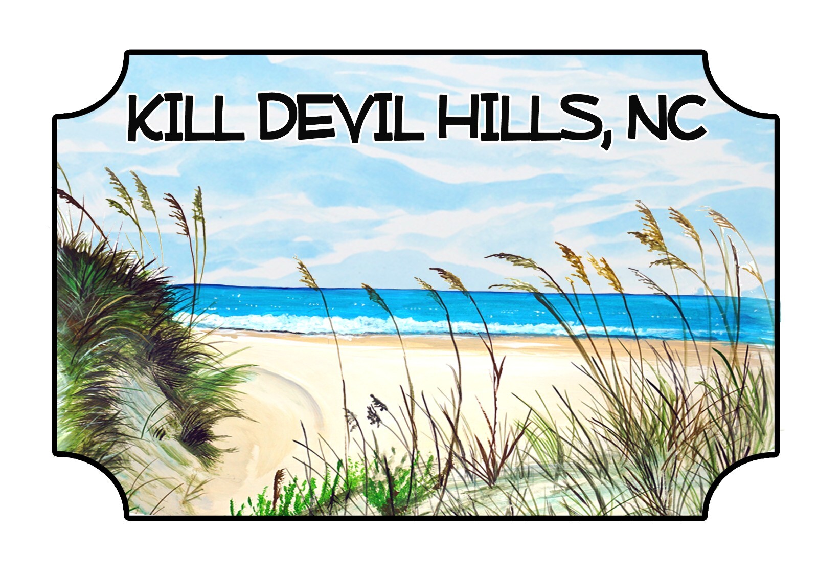 Kill Devil Hills NC OBX Beach Scene High Quality Decal Car Truck Boat Cup Cooler