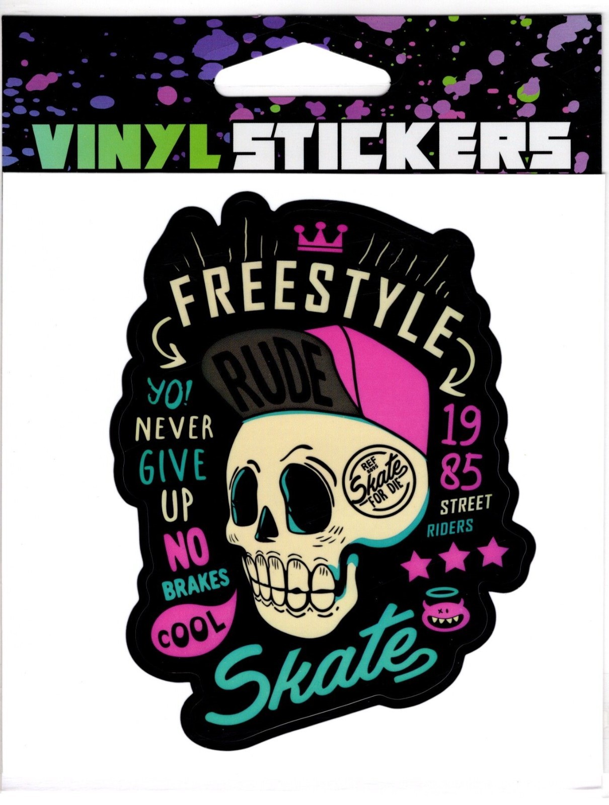 Freestyle Skate Skull Vinyl Sticker – 4.25in x 4.25in
