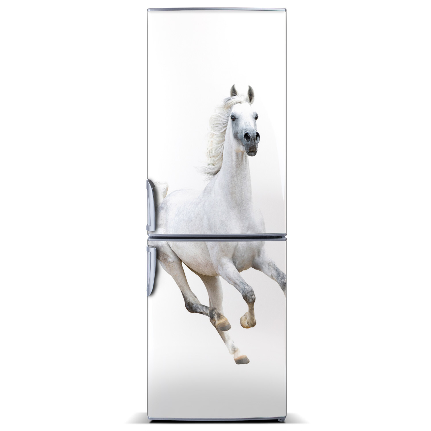 Removable Refrigerator Wall Sticker Magnet Decor Animals White horse in gallop